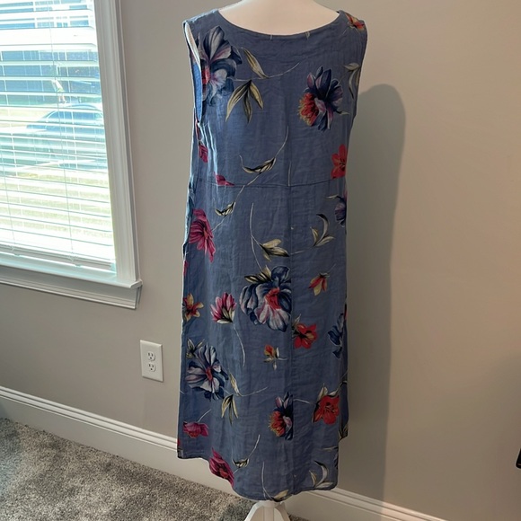 100%‎ Linen Floral Midi dress size M 8 10 Made In Italy Beach CottageCore cruise - Picture 8 of 16